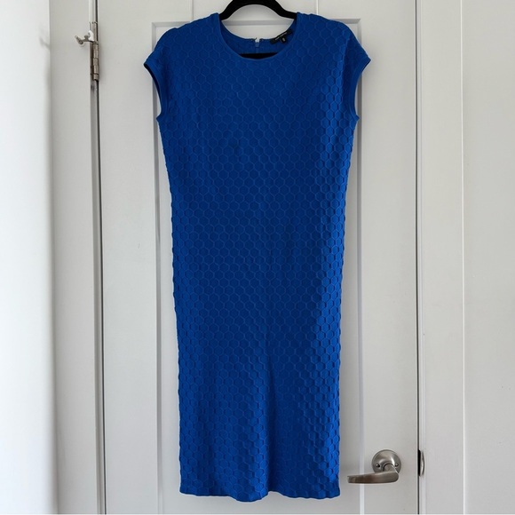 Pink Tartan cobalt blue sleeveless knit midi dress - Medium - Picture 3 of 6